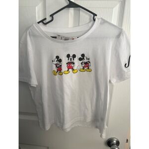 Disney Mickey Mouse Graphic T Shirt White XL Cotton Blend Short Sleeve Crew Neck